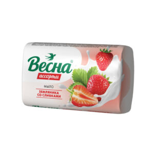 Мыло туалетное кусковое 90гр ВЕСНА Земляника со сливками (72пач/кор)