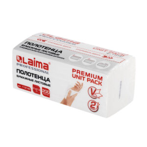 Полотенца бумажные 2сл Шир Vслож 200л/пач 21х21,6 LAIMA PREMIUM UNI PACK H3(20пач/кор)