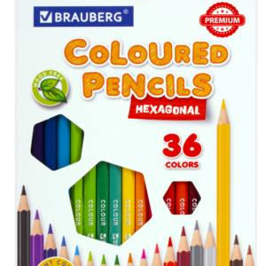 Карандаши цветные BRAUBERG PREMIUM  (36 шт/пач)  шестигранные, грифель 3 мм