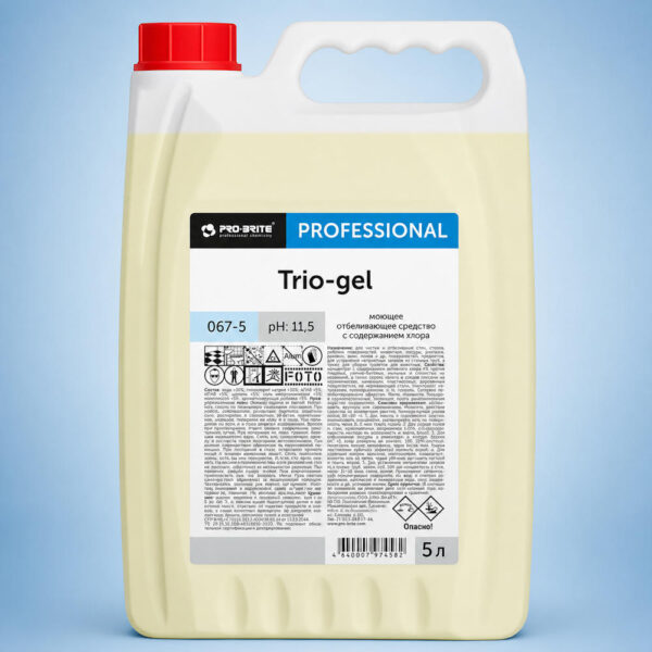 Моющее отбеливающее средство с содержанием хлора TRIO-GEL 5л  ph11,5 (4шт/кор)