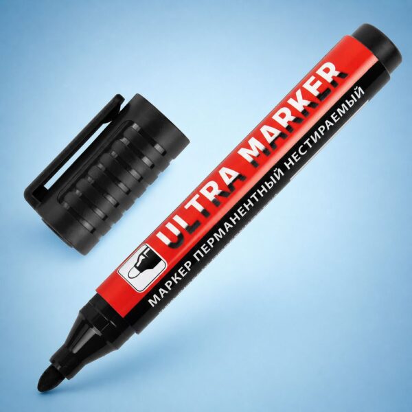 Маркер перманентный ULTRA MARKER, ЧЕРНЫЙ, 3,5 мм, с клипом, BRAUBERG, 152204
