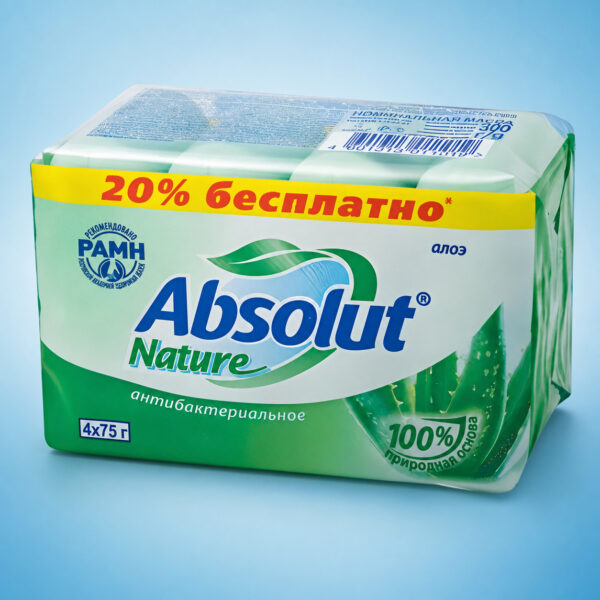 Мыло туалетное кусковое 75гр ABSOLUT антибактериальное (4шт/пач) (24пач/кор)