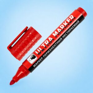 Маркер перманентный ULTRA MARKER, КРАСНЫЙ, 3,5 мм, с клипом, BRAUBERG, 152205