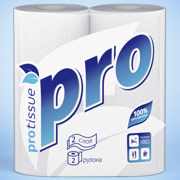 Полотенца бытовые 2сл PRO Protissue бумажные в рулоне 15м/рул (2 рул/пач) (24 пач/упак)
