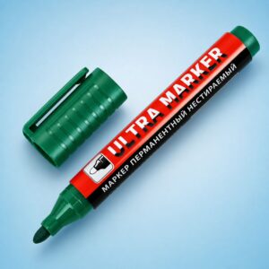 Маркер перманентный ULTRA MARKER, ЗЕЛЕНЫЙ, 3,5 мм, с клипом, BRAUBERG, 152207