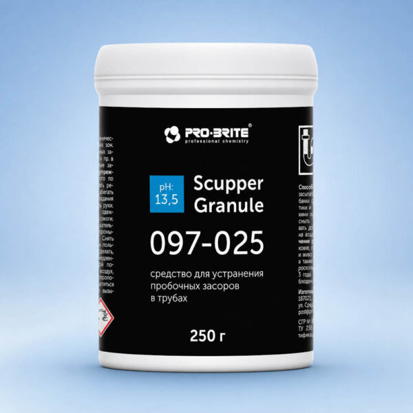 Средство для прочистки труб в гранулах SCUPPER GRANULE 250гр ph13,5 (10шт/кор)
