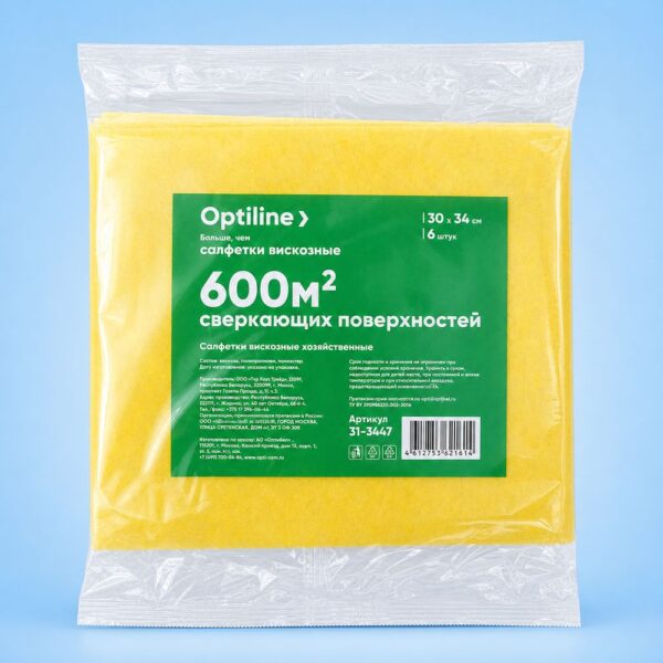 Салфетки вискоза 30х34мм OptiLine (6шт/пач)(30пач/кор)